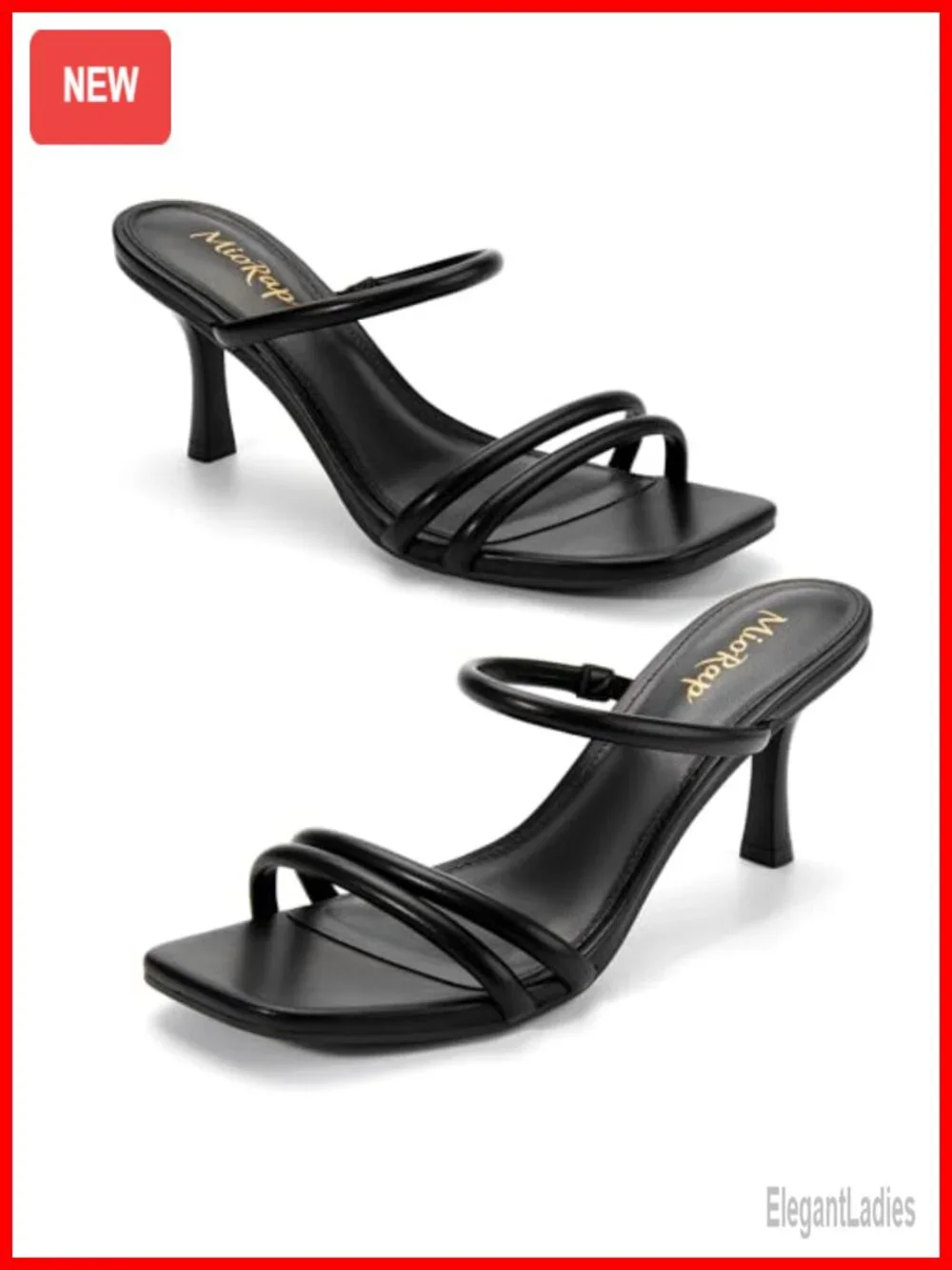 Square Open Toe Strappy Mules Heeled Sandals Dressy Comfort Kitten Heel